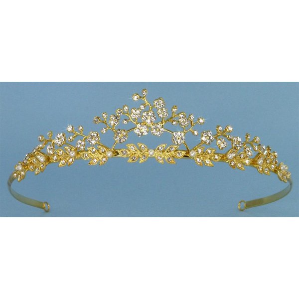 Elegant Wedding Bridal Tiara of Vines, Flower and Leaves with Encrusted Rhinestone Crystals Accented with Pearls for Wedding, Prom, Quinceañera or Other Special Events #8F4H0gd