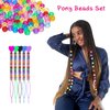 1008 Pcs Hair Beads Kit for Girls and Kids Hair Braids, 500Pcs 9x6mm Glitter Pony Beads, 500Pcs Mini Elastic Rubber Bands, 5Pcs Quick Beaders, 1Pcs Rattail Comb and 2Pcs Duckbill Clips