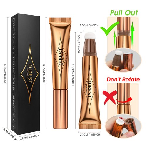 LSxia Liquid Contour Beauty Wand, Cream Liquid Contour Stick Matte Bronzer Stick with Cushion Applicator, Lightweight Blendable, Long Lasting Silky Liquid Face Shaping & Contouring Stick | 1# Contour Grey brown