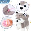 Hopearl Walking Husky Interactive Electronic Pet Musical Dog Toy Remote Control Leash Animated Puppy Singing Barking Wagging Tail Touch Recognition Gifts for Toddlers Birthday, Gray, 9''