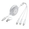 3-in-1 Retractable Multi Charging Cable, 100W Fast Charging USB-C/A to Lightning/USB-C/Micro USB Phone Charger Cord for iPhone 16/15, Samsung, MacBook, iPad （White）