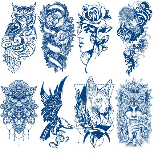 Aresvns Semi Permanent Tattoo for Men and Women,Waterproof and Long-Lasting 2 Weeks Tattoos, Realistic Fake Tattoos Stickers Christmas Gift owl & dragon