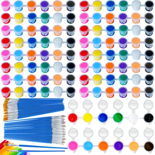 160PCS Mini Acrylic Paint Set,Washable Paint Set for Kids,10 Set 12 Colors Acrylic Paint Strips with 40PCS Paint Brushes,Paint Pots for Kids DIY Painting Arts,Perfect for Classroom Home Party Favors