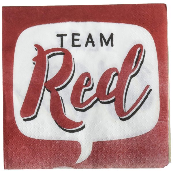 Creative Converting 2 Ply Sip Hooray Beverage Napkins, 5" x 5", Red