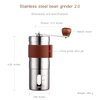 Manual Coffee Grinder, Hand Coffee Grinder, Bean Grinder, Portable Mini Coffee Grinder with Adjustable Settings, Suitable Use for Home, Office and Travel. Stainless Steel.