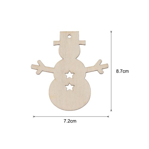MECCANIXITY 50 Pcs Wooden Christmas Ornaments Paintable Wooden Snowman Crafts for DIY Christmas Craft Party Wedding