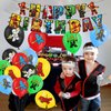 Ninja Birthday Party Decorations, Cartoon Party Supplies Include Banner, Latex Balloons, 7in Plates, Cake Cupcake Toppers, Invitation Cards for Kids Fans Birthday Party Favors
