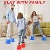 Meooeck 2 Pairs Walking Stilts Balancing Bucket Stilts Cup Thickened Plastic Stilts with Adjustable Rope for Kid Balance Coordination Birthday Playground Game Party Favor(Red, Blue)