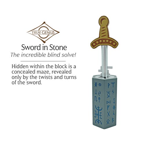 Project Genius Sword in Stone 3D Blind Maze Brainteaser, Wooden Mechanical Puzzle, Gift for Kids 8+, Teens, and Adults - True Genius Series Inspired by Historic Artifacts