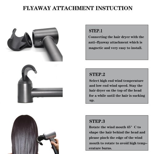Anti-Flight Flyaway Attachment Nozzle Compatible with Laifen Swift Hair Dryer/Swift SE Styling Tool, Hair Smoothing Dryer Accessories for Laifen, Black