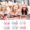 12 Packs Sleep Eye Mask for Girls Sleepover Soft Plush Unicorn Rainbow Animal Sleep Eye Cover Sleeping Eye Shade Funny Bow Headbands Elastic Hair Band for Women Overnight Sleepover Party Supplies