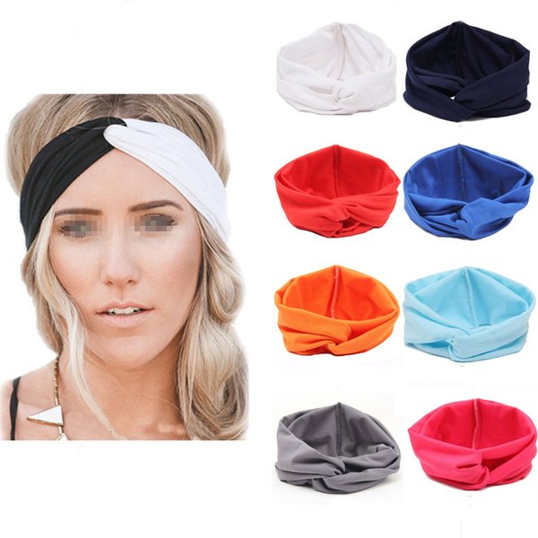 FZBNSRKO Women Girls Turban Twist Headband Head Wrap Twisted Knotted Knot Soft Hair Band,Orange and Dark Blue