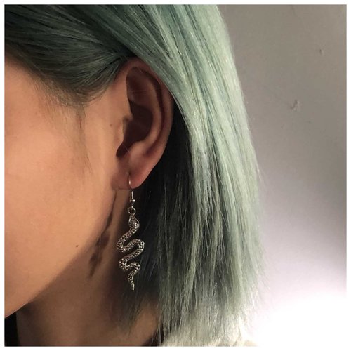 Sttiafay Punk Snake Drop Earrings Silver Snake Stud Earrings Gothic Animal Snake Earrings Long Serpent Hook Earrings Jewelry for Women