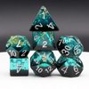 Haxtec DND Dice Set Blue Black Resin Dice Set Gold Foil Flakes D&D Polyhedral Dice for Roleplaying RPG Dungeons and Dragons