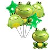 6PCS Frog Foil Balloons with18inch Star Mylar Balloons for Kids Animal Frog Reptile Themed Party Children Birthday Party Baby Shower Party Decorations