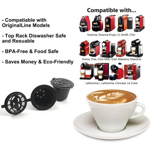 Nespresso Capsules Refillable - Reusable Coffee Pods For Nespresso Cups - OriginalLine Compatible - Pack of 6