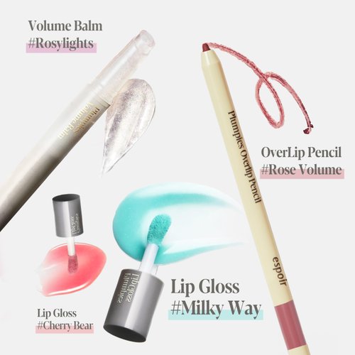 Espoir Plumpies Lip Colloection Lip Gloss #Milky Way │ Color Changing Lip Care with Plumping Effects │ Chubby Tip Lip Gloss for Easy Application │ Switching Color Cool with Bluish Glitter