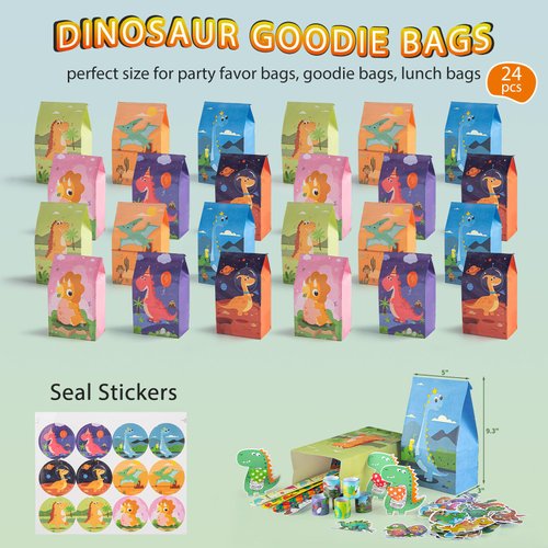 HURSROOR 196PCS Dinosaur Party Favors, Dinosaur Birthday Party Supplies for 24 Kids, Dinosaur Goodie Bags for Kids Birthday, Dinosaur Party Decorations Dino Party Favors for Boys Girls