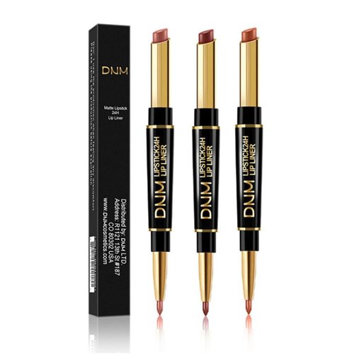 GHFCZOO 3Pcs 2-in-1 Chestnut Nude Brown Matte Lipstick and Lip Liner Set, Premium Beauty Antique Rose Lip Kit, Long Lasting & Smudge Proof Lip Makeup, 24-Hour Wear Lip Stain Combo for Women