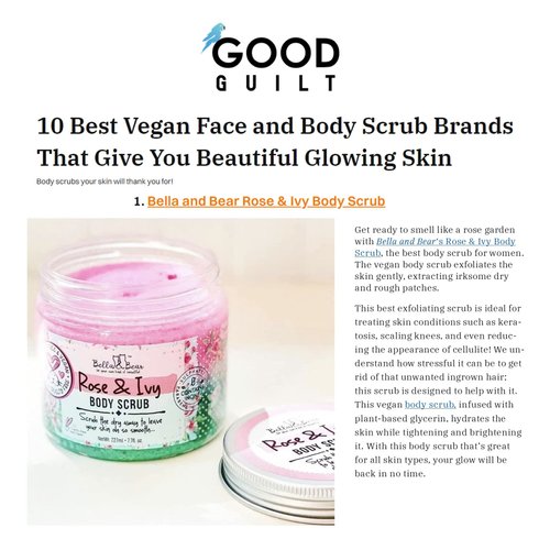 Bella & Bear Rose & Ivy Body Scrub - Vegan & Cruelty-Free Oil-Free Exfoliator | Polish Your Skin to Perfection | 6.7oz of Floral Bliss for All Women