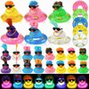 HyDren 24 Pcs Light Up Rubber Ducks Bulk Small Cute Ducks Operation Christmas Ducks Bath with Wig Up Funny Shower Ducks for Boys Girls Birthday Holiday Pool Party Favors