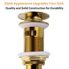 Vanity Vessel Sink Drain, Angle Simple Brass Pop Up Drain Stopper with Overflow Bathroom Sink Drain Stopper Lavatory Drain Assembly, Gold