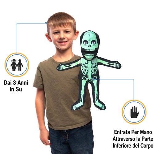 14" Skeleton, Glow in The Dark, Hand Puppet