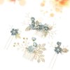 Kisangel 4pcs pearl floral leaf hair accessories Wedding Hair Comb Flower Hair Comb Set Rhinestone Pearl Hair Clips Wedding Hair Accessories for floral hair clip Brides bridal hair comb (Green)