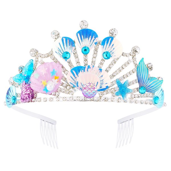 Didder Seashell Mermaid Themed Crown Halloween Costume Headpiece Fish Scales Tiara Hair Accessories for Women and Girls