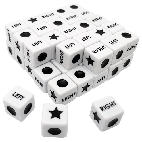 Ahoper 50 Pieces Left Right Center Dice Only 50 Dices Left Right Center Dice Game Prime Dice Only,Left Right Center Bulk,16mm Standard Size, Easy to Grip.