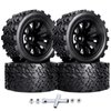 HobbyPark PreGlued Mounted 12mm Hex Hubs RC Truck Tires and Wheels 2.8 Tires with Foam Inserts for Traxxas Rustler Stampede Hoss 4x4 Redcat RC Monster Truck Set of 4 (117x57mm(HxW))