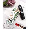 KLLRO RUO Chapstick Holder Keychain Fashion Lipstick Sleeve Lip Balm Portable Pocket Lip Gloss Tube Holder Clip-on Makeup Travel Accessories - Green Leaf Eucalyptus Floral