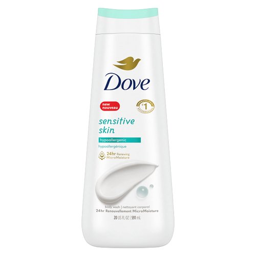 Dove Body Wash Sensitive Skin Hypoallergenic, Paraben-Free, Sulfate-Free, Cruelty-Free, Moisturizing Skin Cleanser Effectively Washes Away Bacteria While Nourishing Skin 20 oz