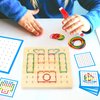 HEELWIRE Wooden Geoboard,Montessori Toy,Graphical Mathematical Education Toy for Kids with Pattern Cards and Rubber Bands to Figures and Shapes, Brain Teaser STEM Toy Geo Board.
