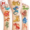 81PCS Dragon Temporary Tattoos Stickers Themed Birthday Party Decorations Supplies Favors Decor Cute Gifts for Kids Girls Women Adults Boys Classroom Prizes Rewards