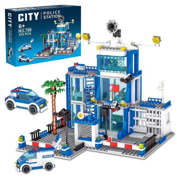 kececo MindBox City Police Station Building Sets, 570pcs City Police Sets Toy Building Bricks Kit, Gift for Boys 6-12 Christmas