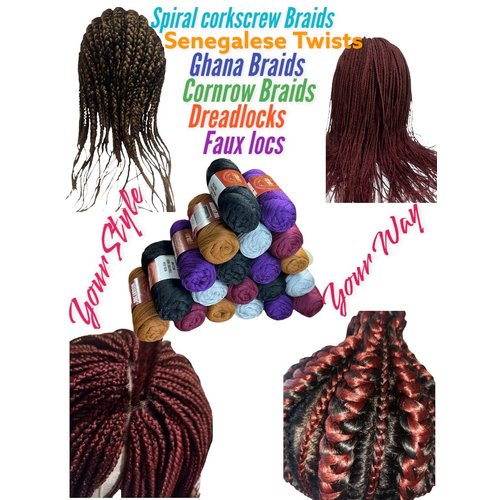 Maradek 100% Acrylic Brazilian Wool Yarn 70g Fiber for Hair Crochet/African Weave/Knitting/Dreadlock Extensions/Twists and More (2 Pack, Burgundy)