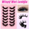 7 Pairs Manga Lashes Wet Look 19mm Flu-ffy D Curl Lashes Volume Spiky Lashes Dramatic Cosplay Lashes Wispy Fairy Lashes Faux Mink False Eyelashes Japanese Korean Lashes(S24)