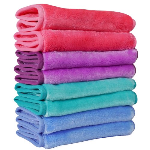 NUGILLA Makeup Remover Cloths, 8 Packs Makeup Remover Towels Reusable Face Wash Cloth, Soft Makeup Remover Microfiber Face Cloth for Women