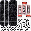 B-7000 Adhesive Glue with 11000Pcs Black Rhinestones for Crafts Clothes, Black Flatback Gems for Clothing Fabric Nails Shoes Tumblers, Flat Back Rhinestone Bejeweled Bling Kit Jewels with Wax Picker
