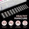 UNA GELLA Extra Long Square Fake Nails 504pcs Double Side Pre-shape Gel Acrylic XL Nail Tips for Half Cover Nail Extension Home DIY Nail Salon 12 Sizes Gelly Tips