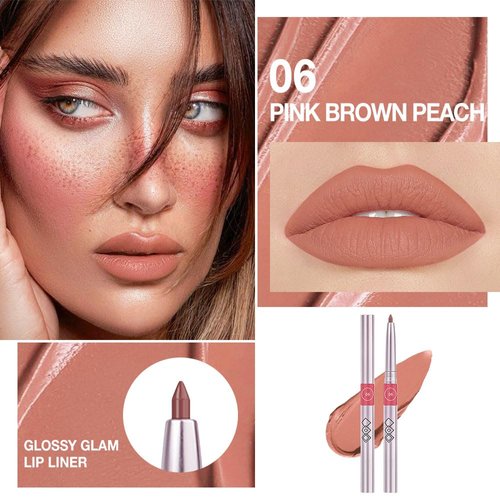 lip liner pencils, Modern Classic Lip Liner, Lip Liner Pigmented Vegan Matte, Lasting Finish Lip Liner, Luxurious Creamy Long Lasting Lip Liner, Prevents Feathering and Fading (06#Peach Red, 1)