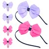 Amariver 6 Packs Headband for Girls Bow Headband Bow Hair Clips Purple Hot Pink Hair Band Bands for Kids Soft Hair Bows Sweet Headband for Toddler Cute Hair Accessories for Children