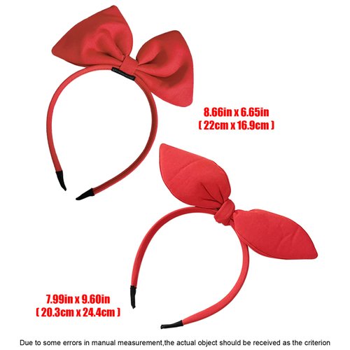 AEGYPIUS Big Bunny Ears Headband Furry Rabbit Ear Headband Big Red Bow Headbands for Women Red bow headband Hair Band Bow Headdress for Girls Perfect Hair Accessories for Party and Cosplay
