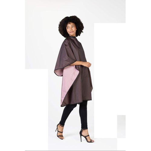 Betty Dain Reversi Reversible Coloring/Styling Cape, Two-Sided Cape, Black Side Has Chemical Proof Finish for Processing, Snap Closure at Neck, 50 x 60 Inches, Rose