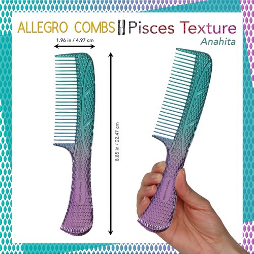 Allegro Comb 1004 Wide Tooth Detangling Hair Combs For Women, Stylists & Curly Hair Teasing Comb Mens Comb 1 Piece. (Blue Purple Anahita)