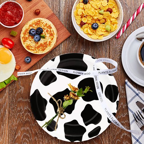 60Pcs Cow Print Party Supplies Cow Party Themed Tableware Set 7"Cow Print Paper Plates and Cow Napkins Fork for Kids Cow Themed Birthday Party Decorations (Serve 20 Guests) (Cow)