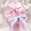 VOBOBE 4PCS Hair Bows for Women Girls, White Pink Satin Tassel Hair Ribbon Bowknot Hair Clips Barrettes for Girl with Small Long Tail Hair Accessories (White+Pink)