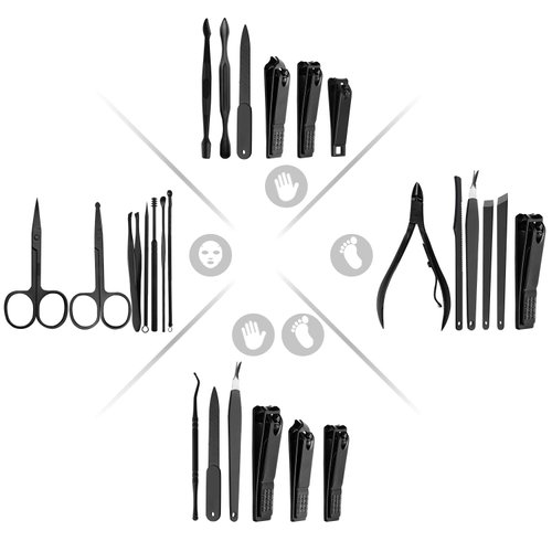 Manicure Set, ESARORA 20 In 1 Stainless Steel Professional Pedicure Kit Nail Scissors Grooming Kit with Zipper Case