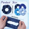 Whaline 10Pcs Blue Hair Ponytail Holders Bulk Hair Scrunchies Elastic Hair Bands Gradient Blue Satin Fabric Hair Ties for Women Girls Teens Hair Accessories Party Gift Favors